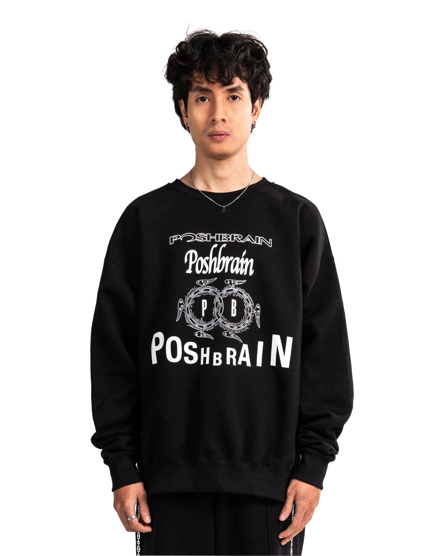 WORKS SIDE ZIPPER CREWNECK - BLACK