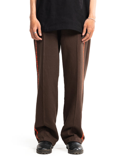 DRIM FLEECE PANTS - BROWN/RED