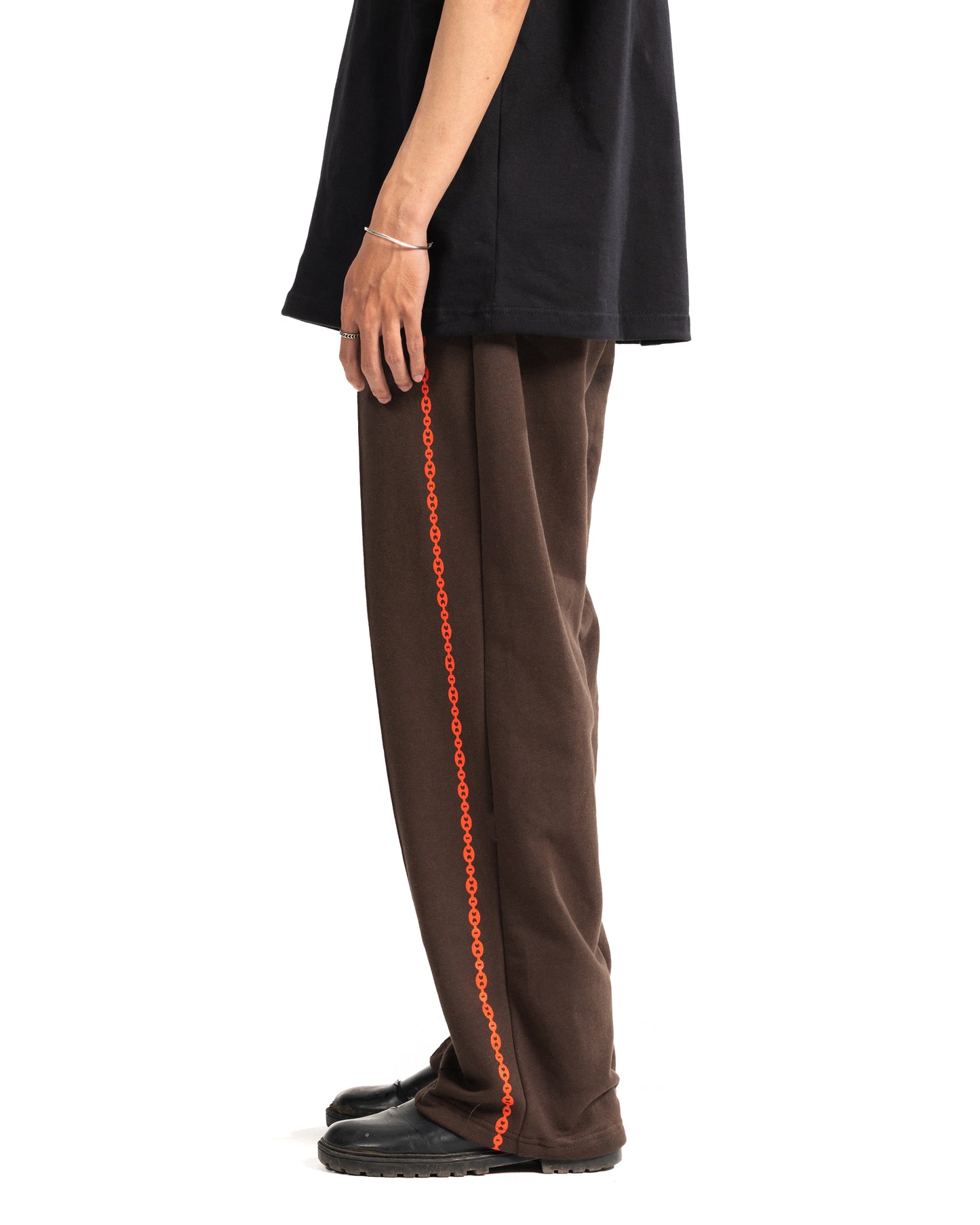 DRIM FLEECE PANTS - BROWN/RED