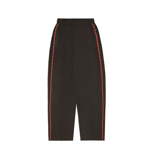 DRIM FLEECE PANTS - BROWN/RED