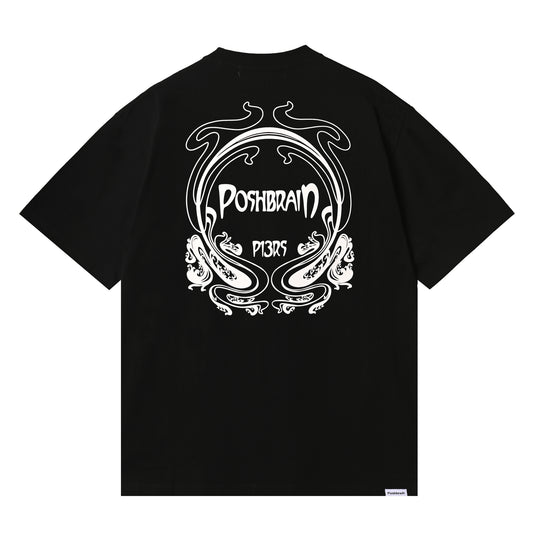 POSHBRAIN "NOVEAU" BLACK TEE