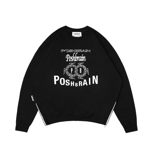 WORKS SIDE ZIPPER CREWNECK - BLACK