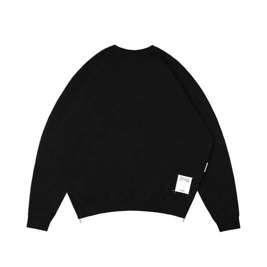 WORKS SIDE ZIPPER CREWNECK - BLACK