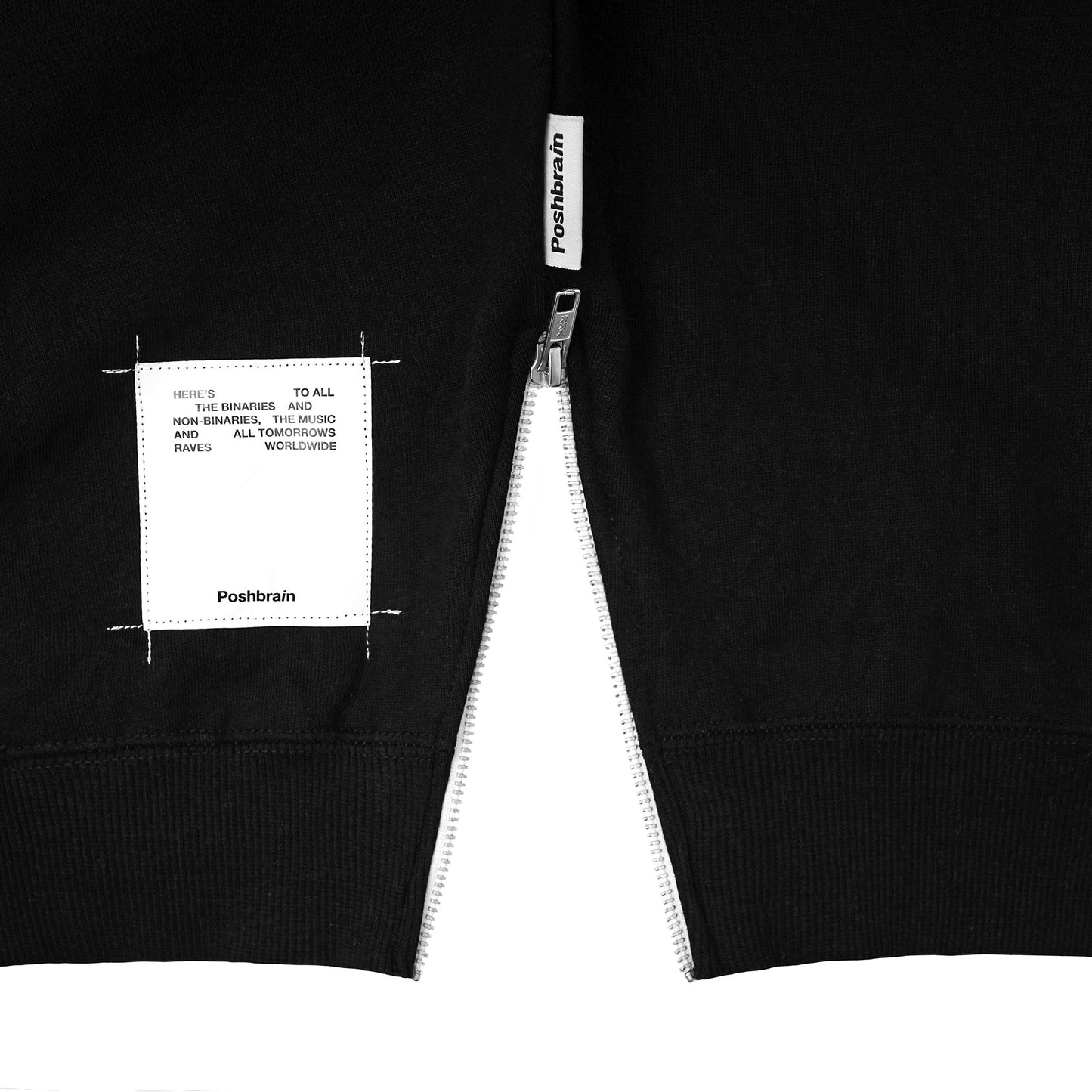 WORKS SIDE ZIPPER CREWNECK - BLACK