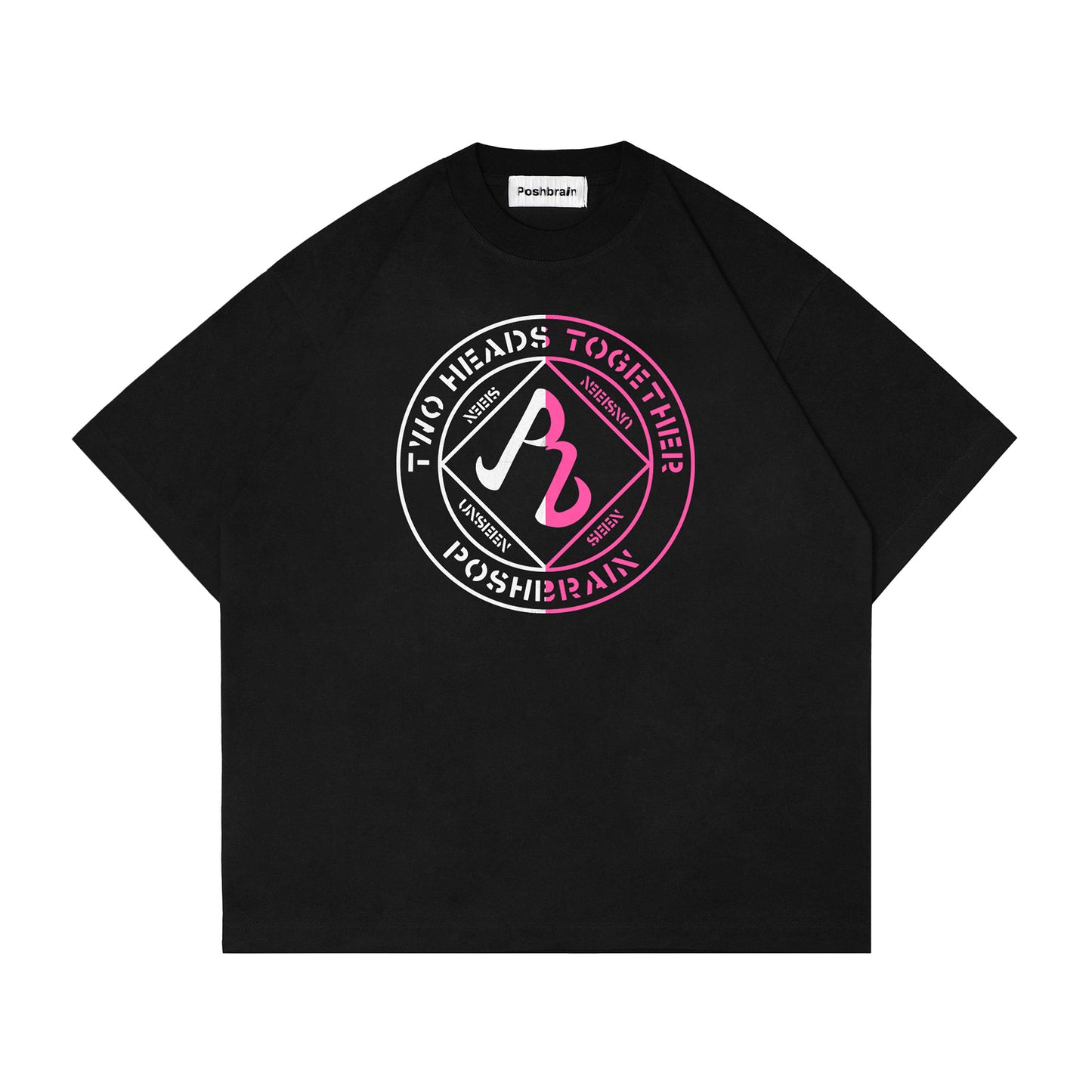 POSHBRAIN "2HEADS BLACK TEE