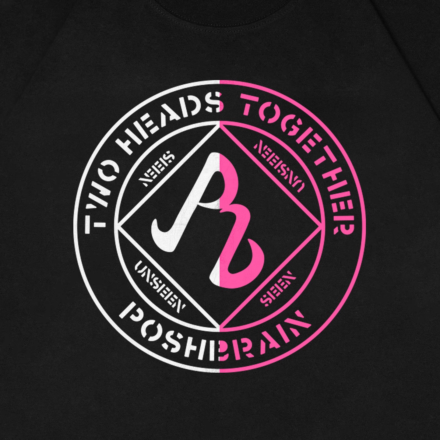 POSHBRAIN "2HEADS BLACK TEE