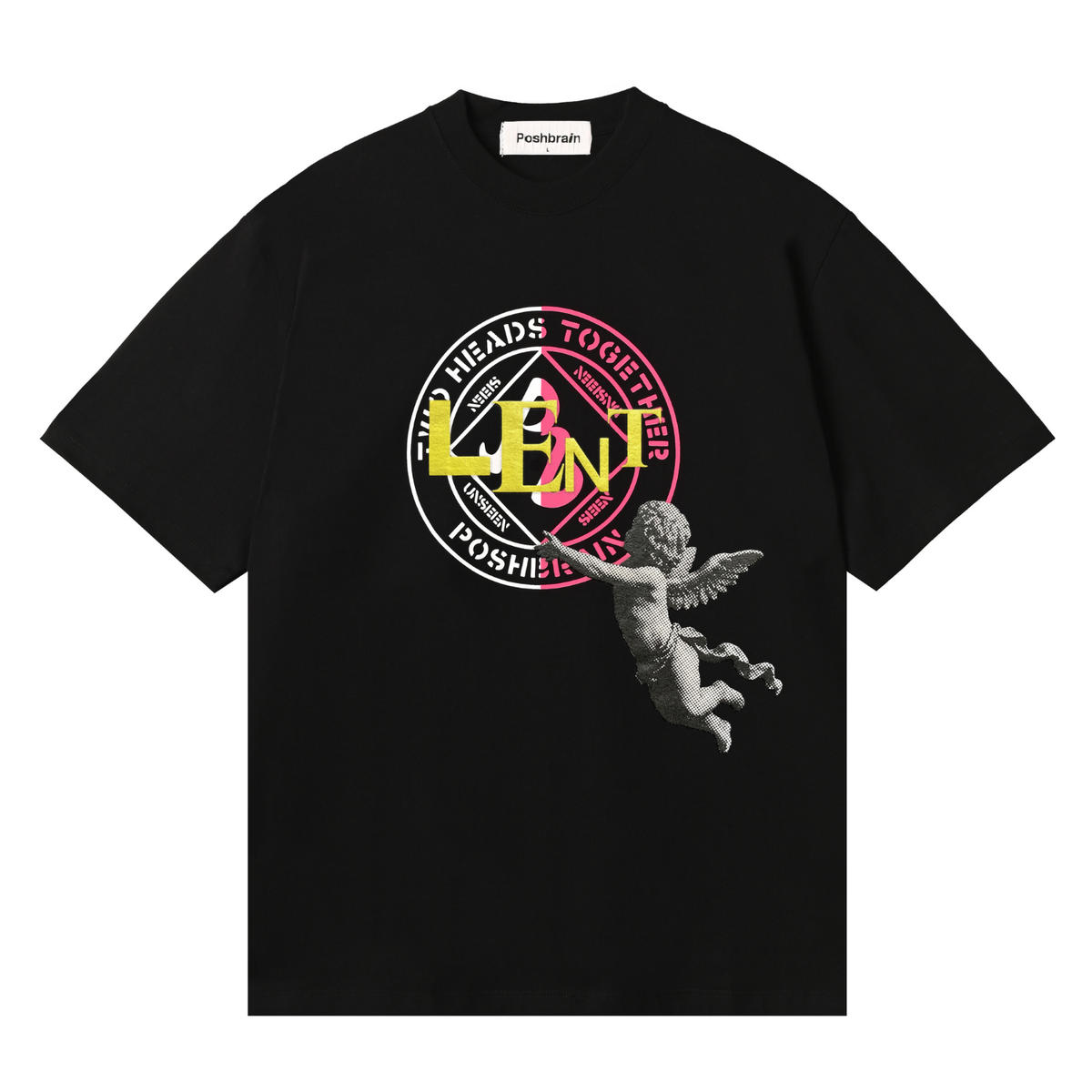 POSHBRAIN "2HEADS" BLACK TEE