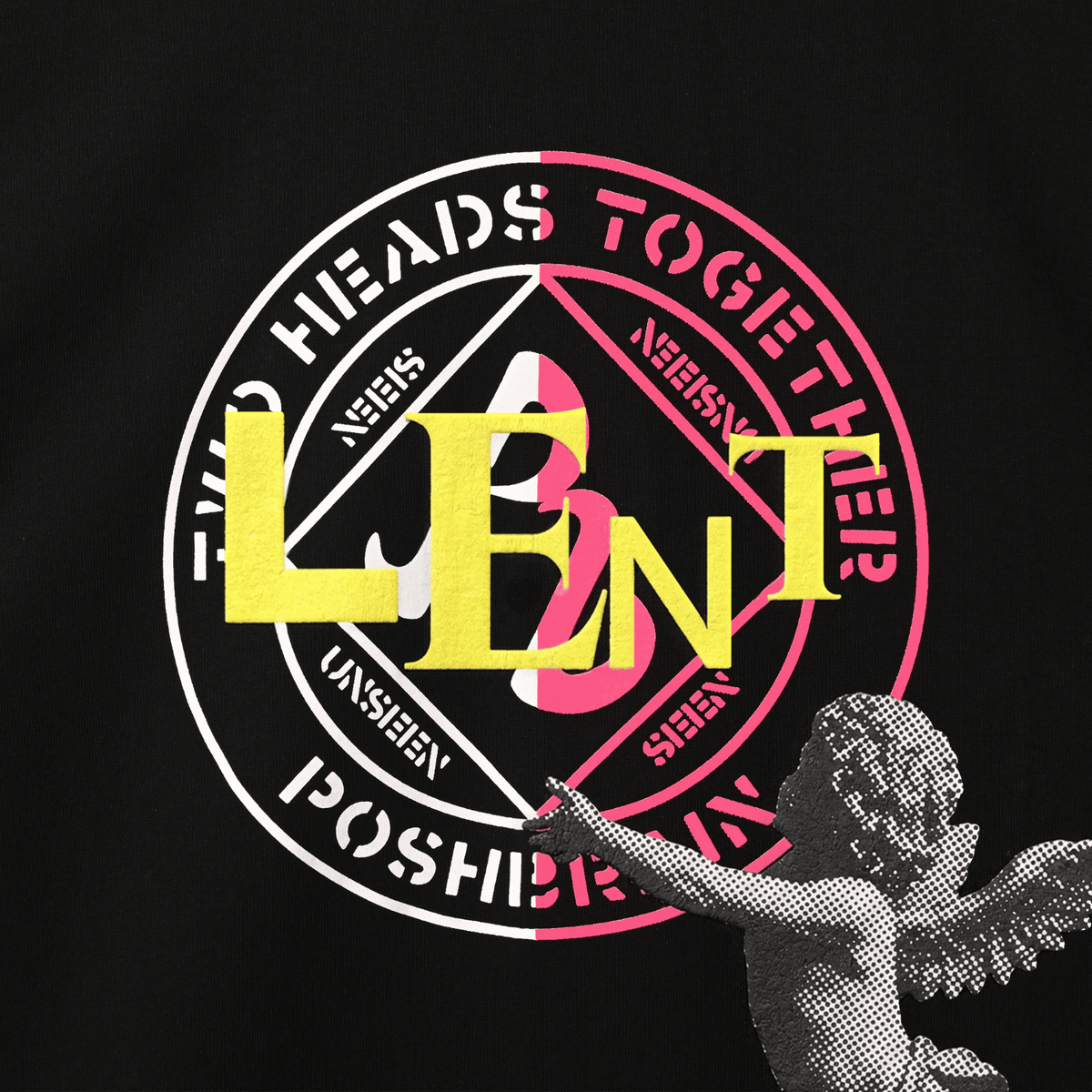 POSHBRAIN "2HEADS" BLACK TEE