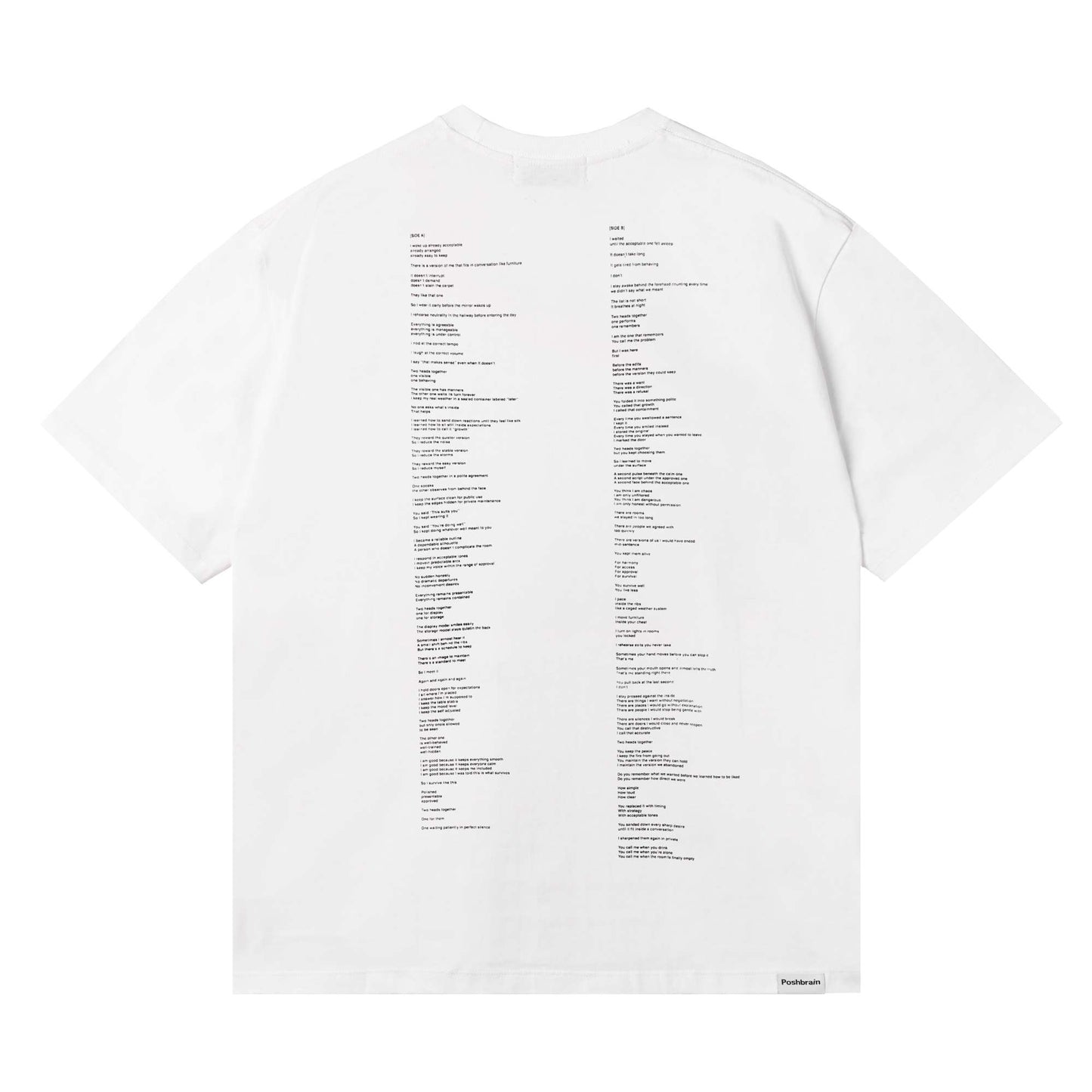 POSHBRAIN "FLYS WH" WHITE TEE