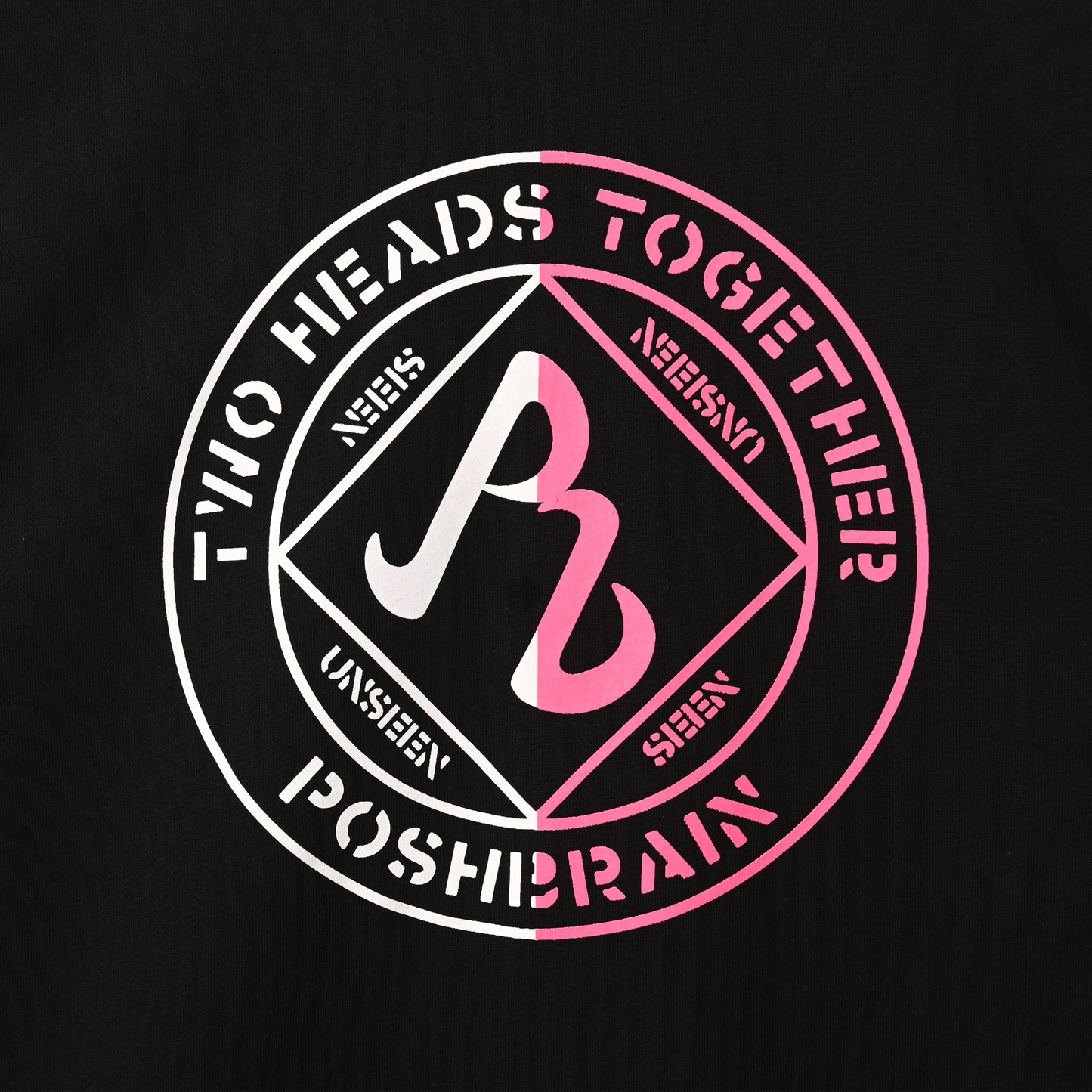 POSHBRAIN "2HEADS" BLACK TEE