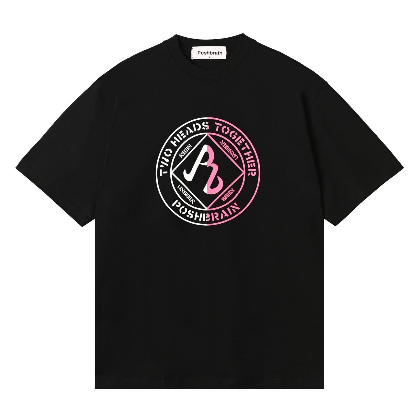 POSHBRAIN "2HEADS" BLACK TEE