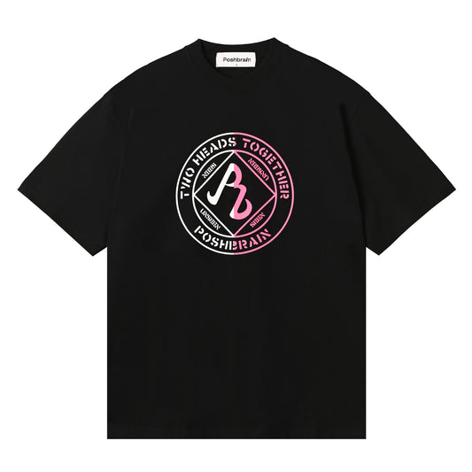 POSHBRAIN "2HEADS" BLACK TEE
